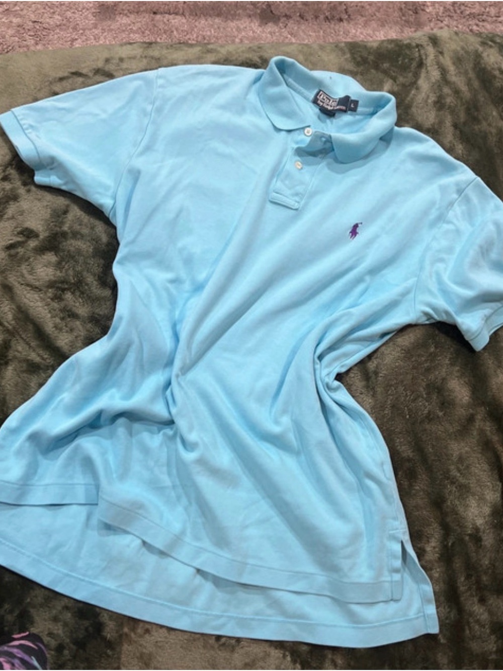 Ralph Lauren Light Blue Polo Shirt with Ivory Buttons